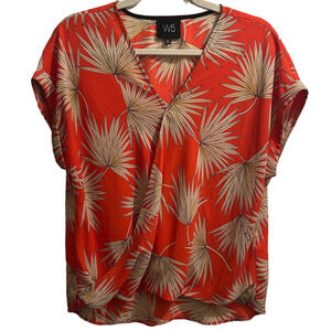 W5 Orange and Cream Palm Print Blouse